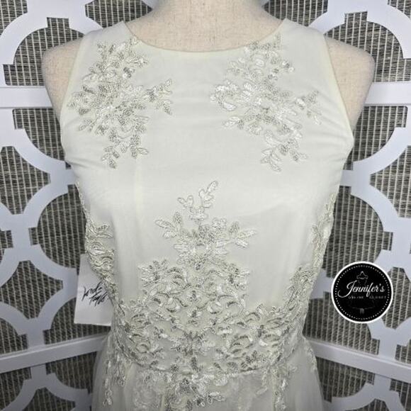 Taylor NWT Cream Embroidered Lace Sleeveless Fit & Flare Dress Size 10 - Picture 3 of 14